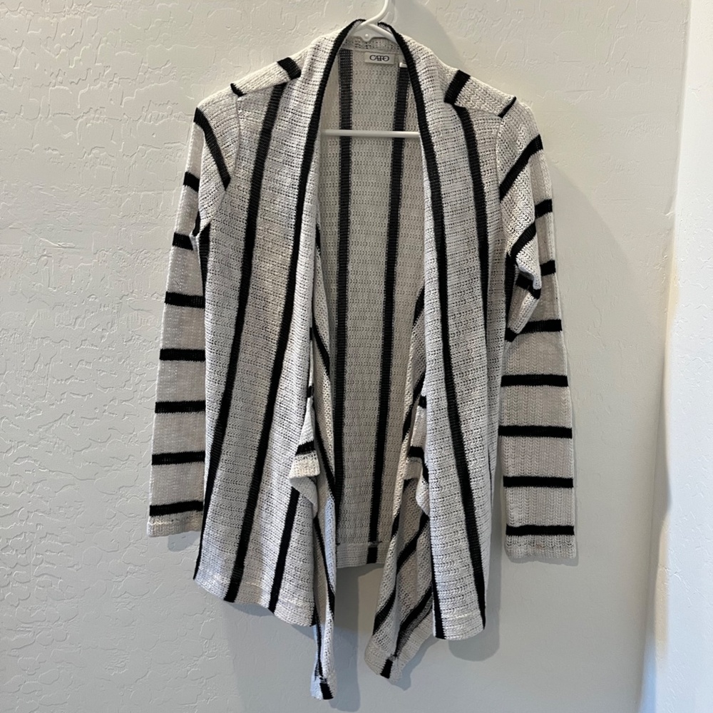 Cato open sweater striped size Medium White and Black striped